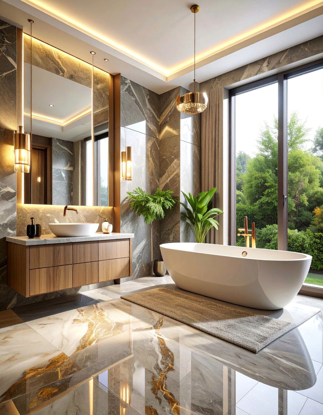 Marble and Metal Luxury Combination - 25 Masculine Bathroom Ideas
