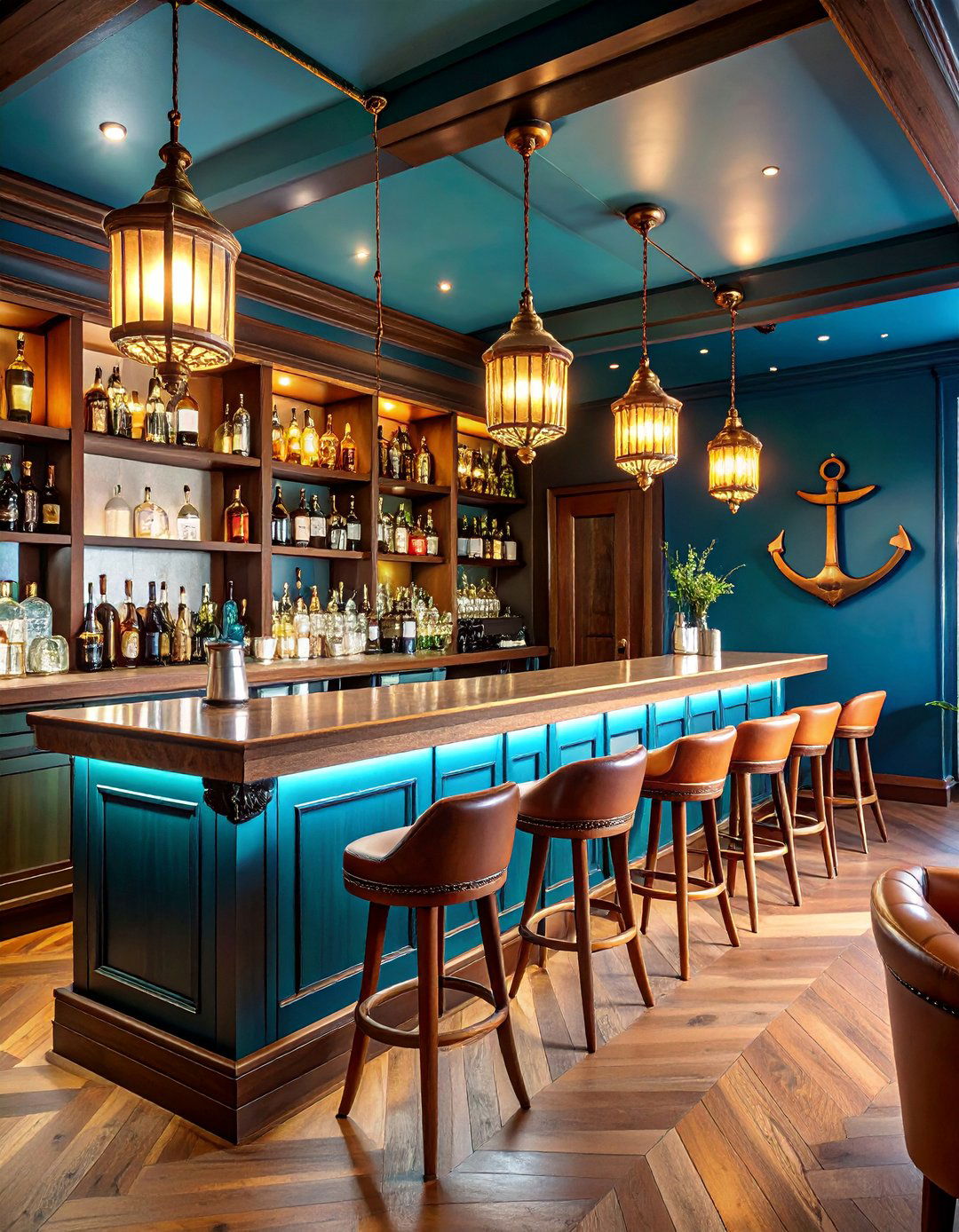 Maritime Inspired Basement Bar - 25 Nautical Decor Ideas