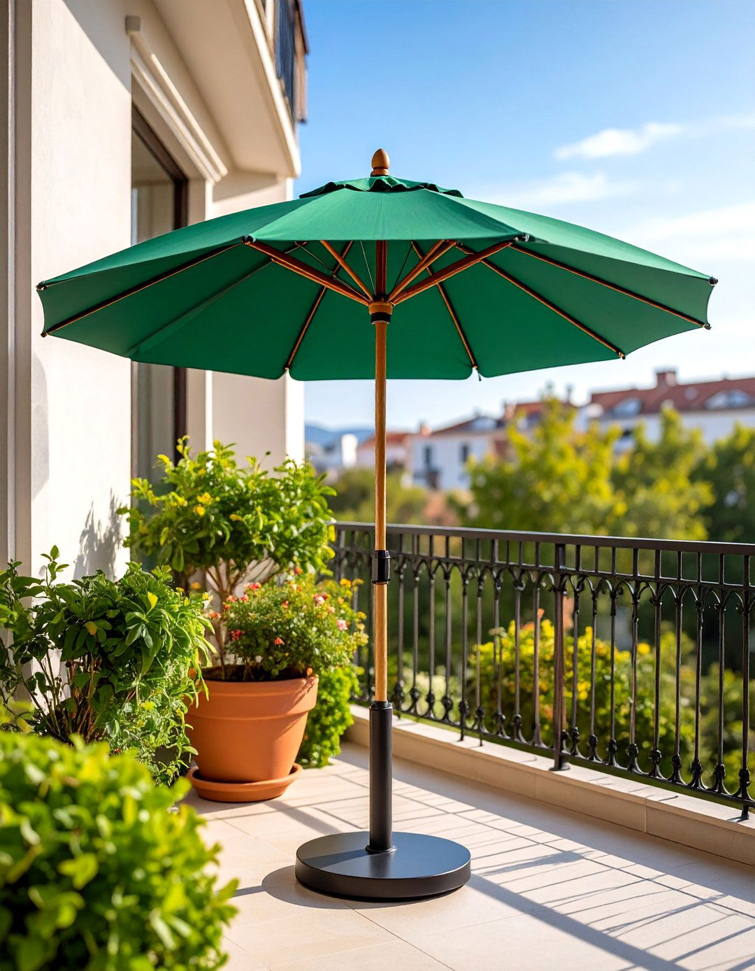 Market Umbrella with Weighted Cantilever Base - 25 Balcony Shade Ideas
