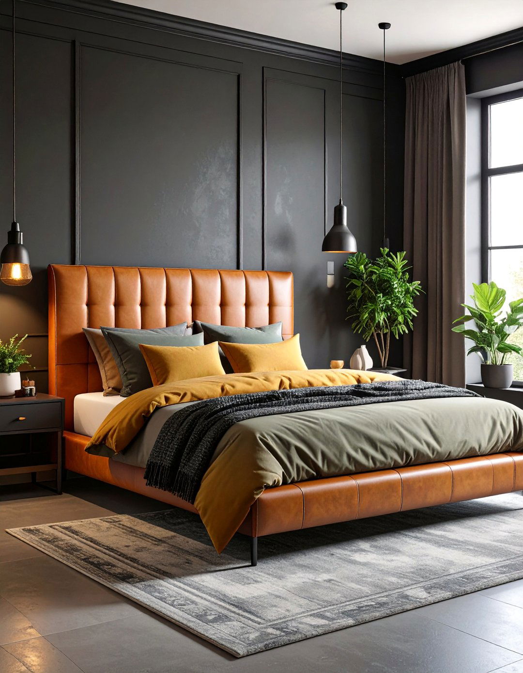 Masculine Grey and White Bedroom with Strong Lines - 25 Grey and White Bedroom Ideas