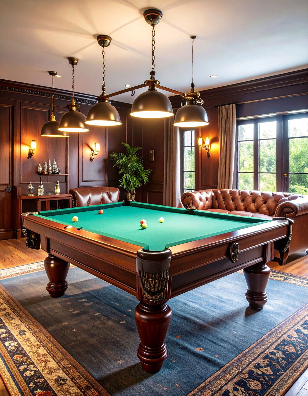 Masculine Leather Club Pool Table Room - 25 Pool Table Room Ideas