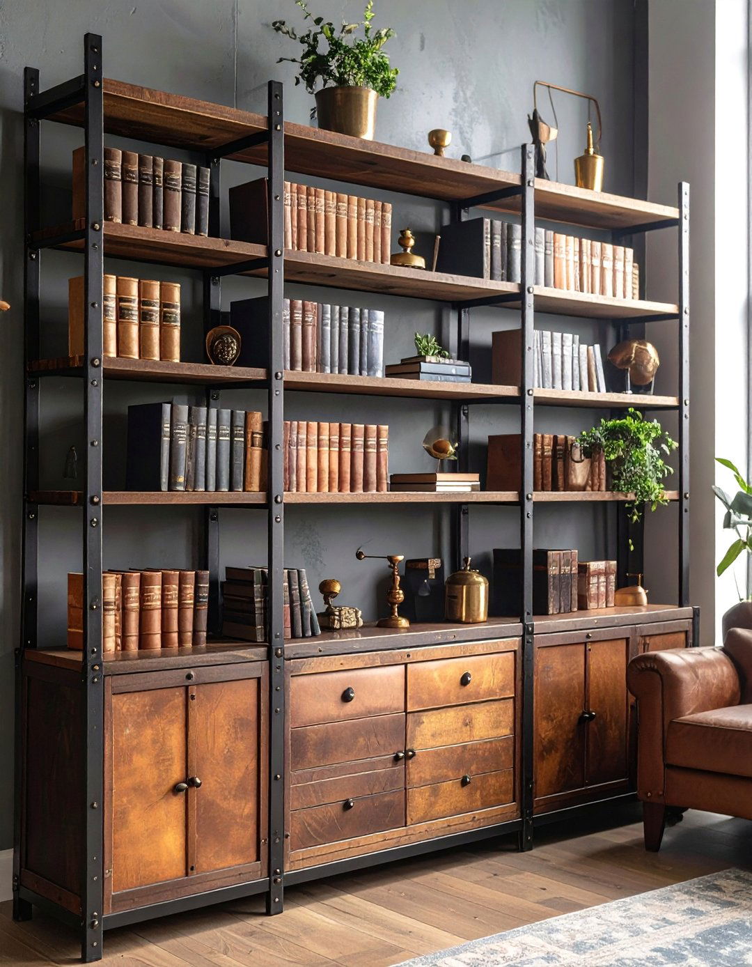Masculine Shelf Decor with Strong Industrial Elements - 25 Shelf Decor Ideas