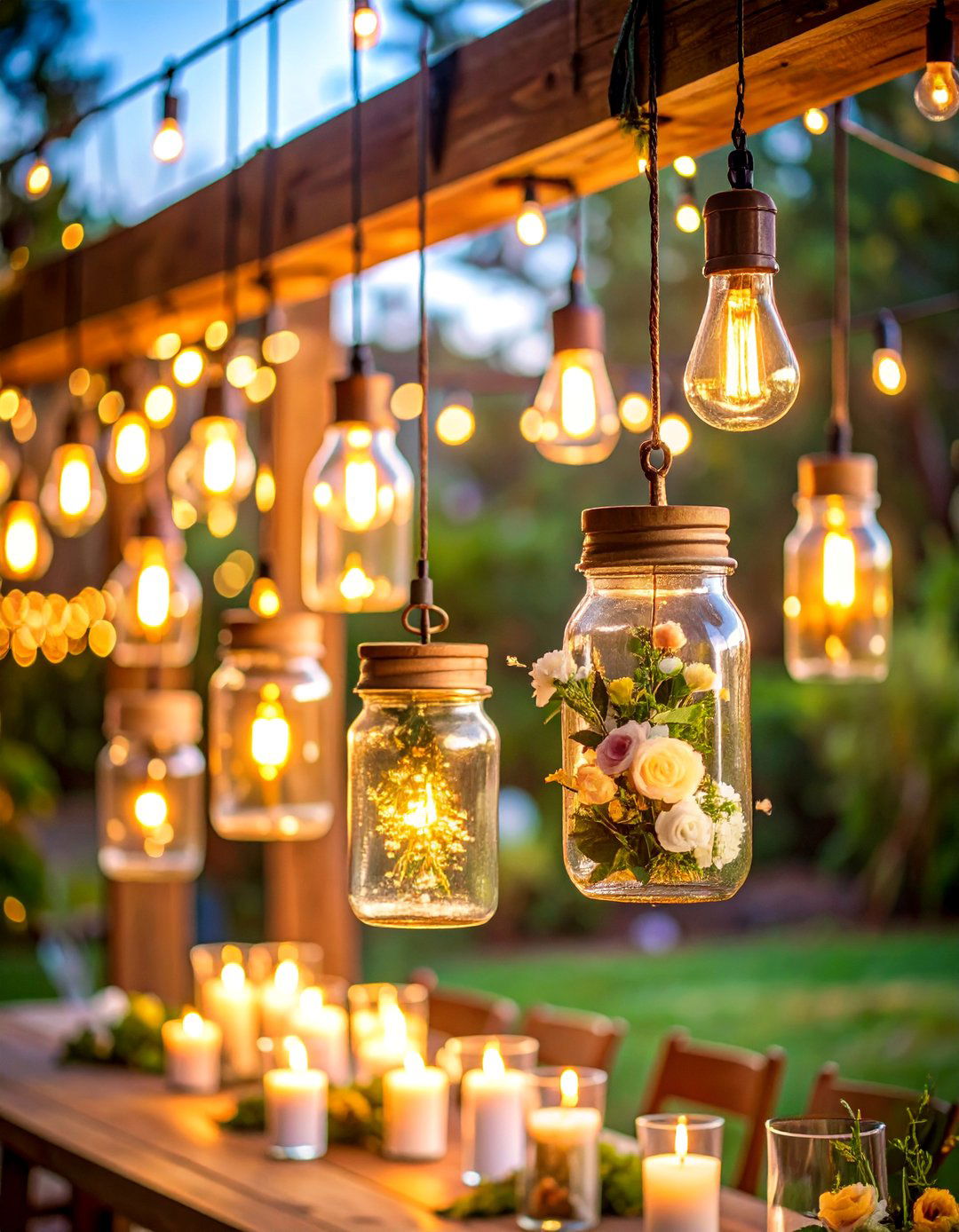 Mason Jar Chandelier Wedding Decor - 25 Western Wedding Ideas