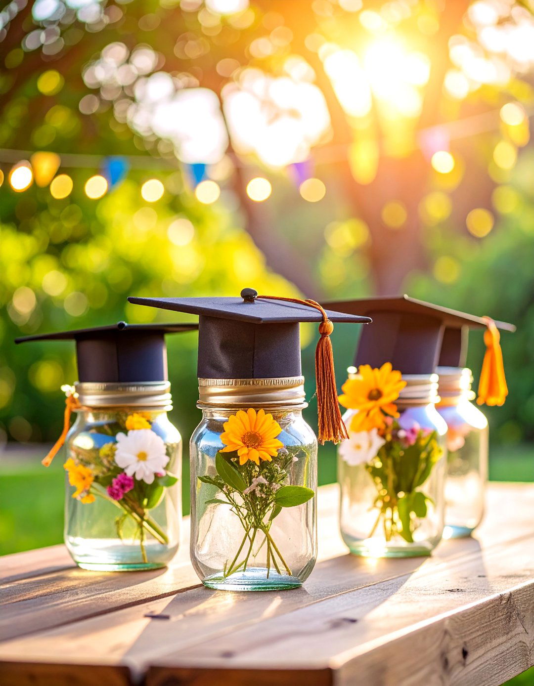 Mason Jar Graduation Cap Centerpiece - 25 Graduation Centerpiece Ideas