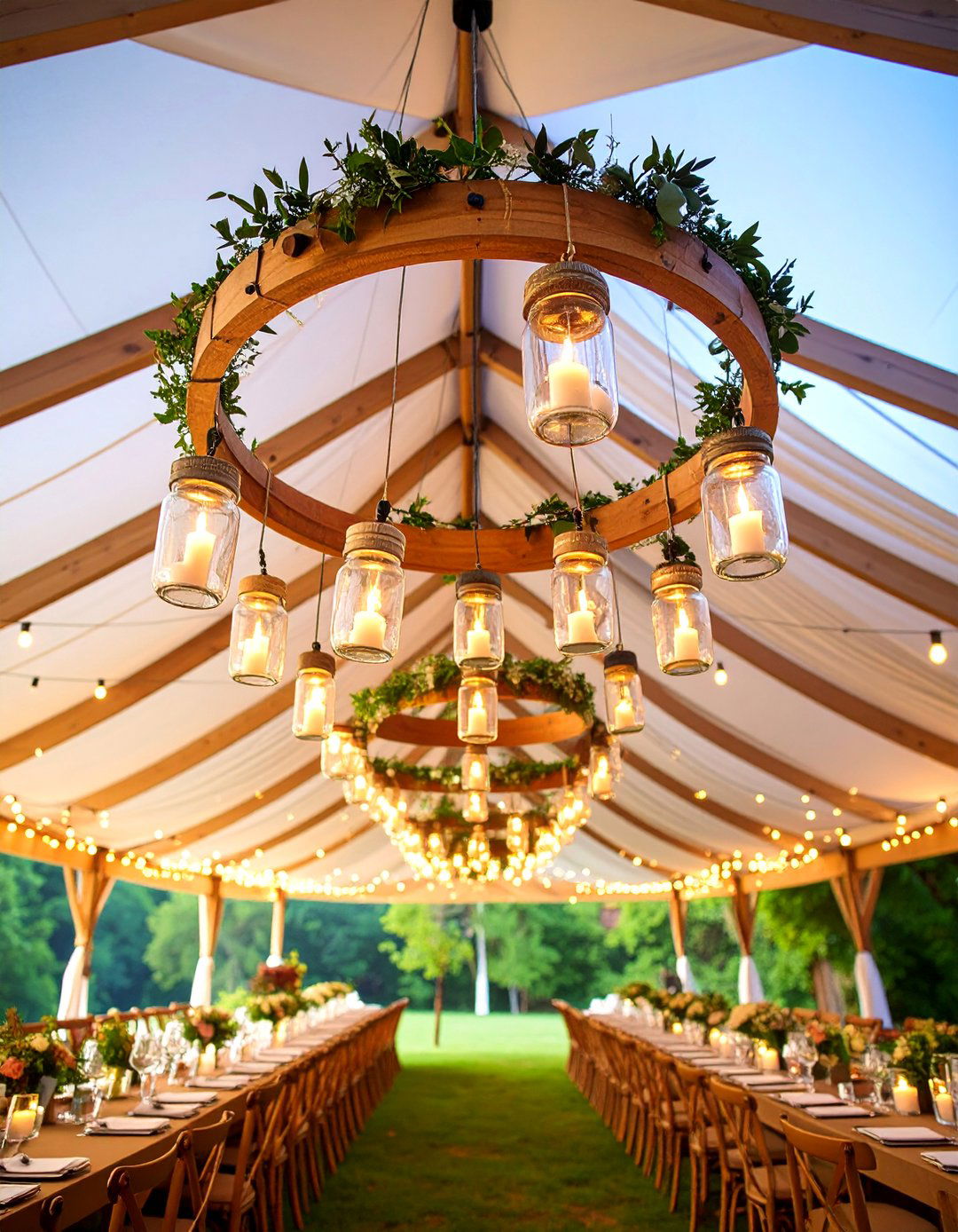 Mason Jar Hanging Chandelier Feature - 25 Mason Jar Wedding Centerpieces
