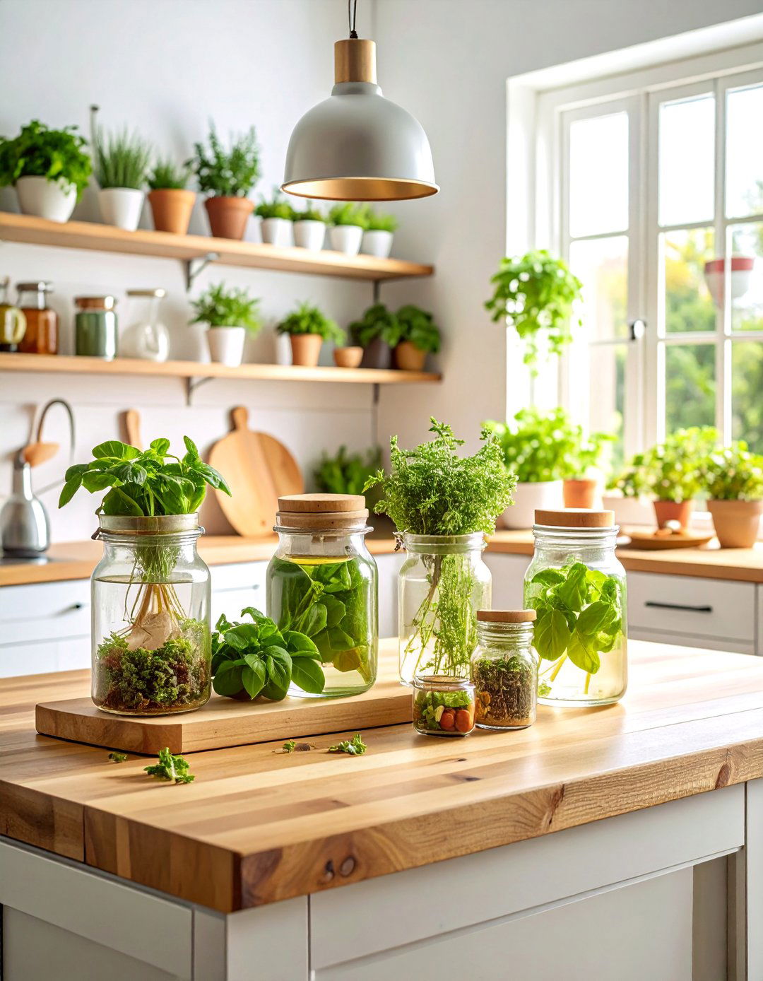 Mason Jar Herb Propagation Wall - 25 Indoor Plant Wall Ideas