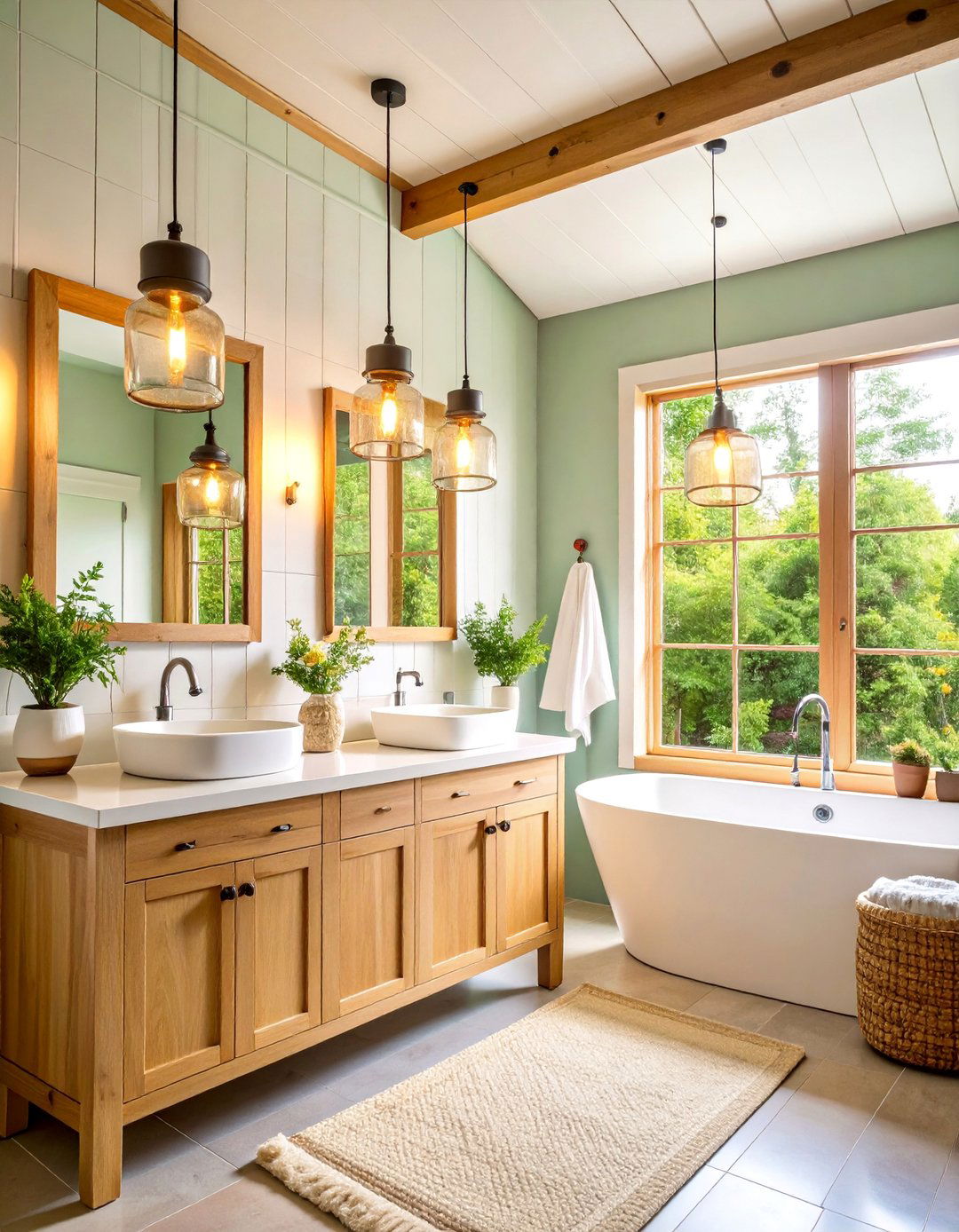Mason Jar Light Fixtures Log Cabin Bathroom - 25 Log Cabin Bathroom Ideas