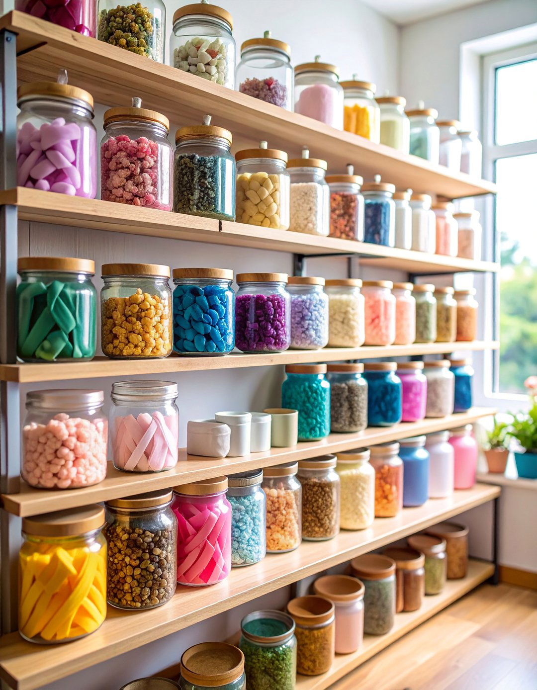 Mason Jar Storage Container System - 25 Ribbon Storage Ideas