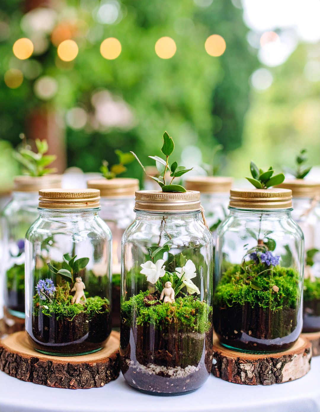 Mason Jar Terrarium Garden Display - 25 Mason Jar Wedding Centerpieces