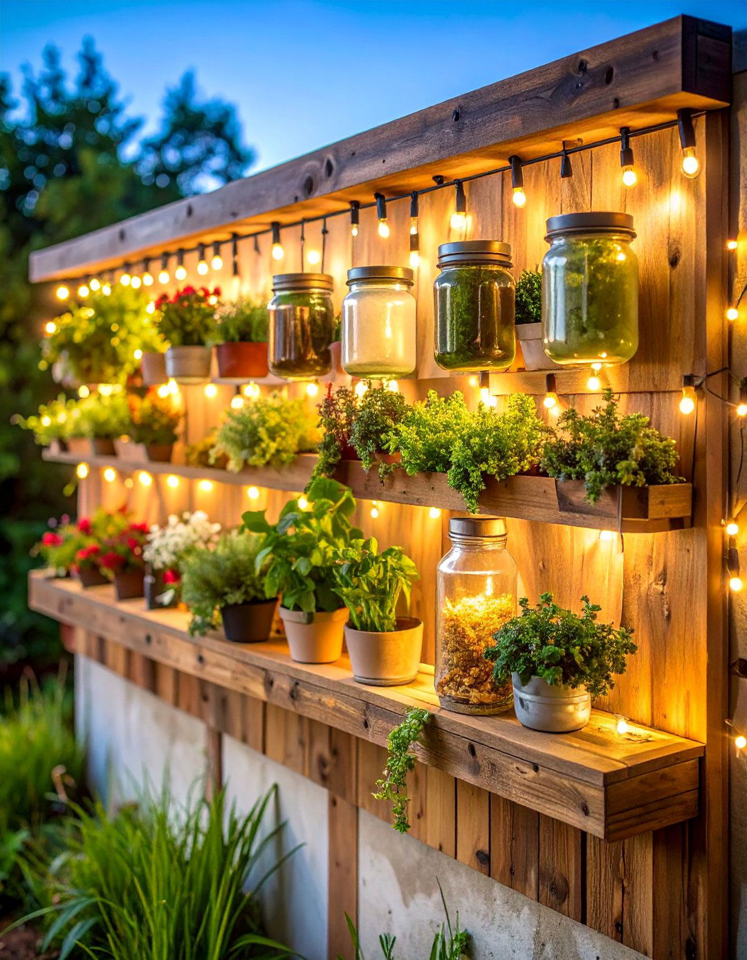 Mason Jar Wall Garden - 25 Budget Small Garden Ideas
