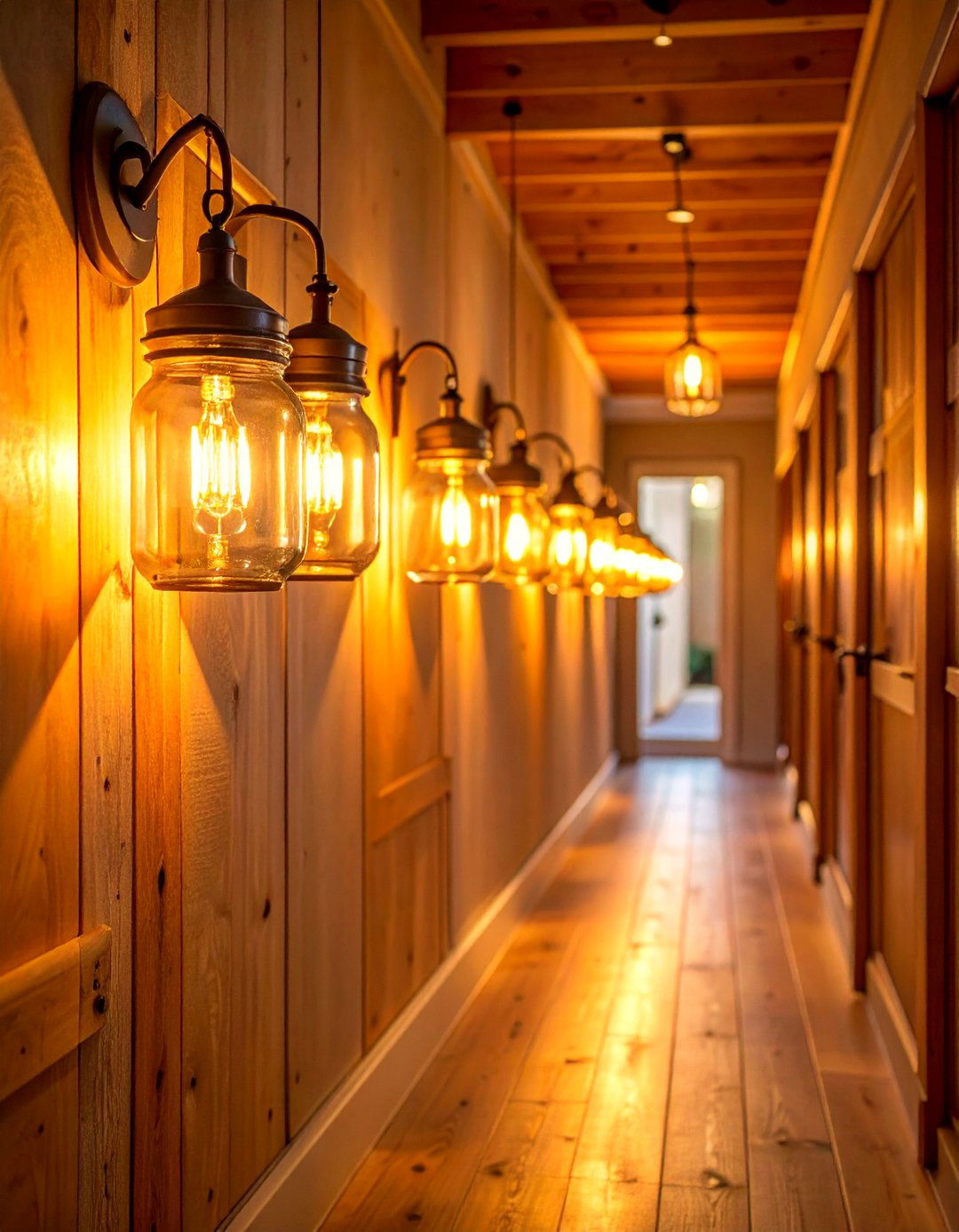 Mason Jar Wall Sconces with Edison Bulb Lighting - 25 Rustic Wall Decor Ideas