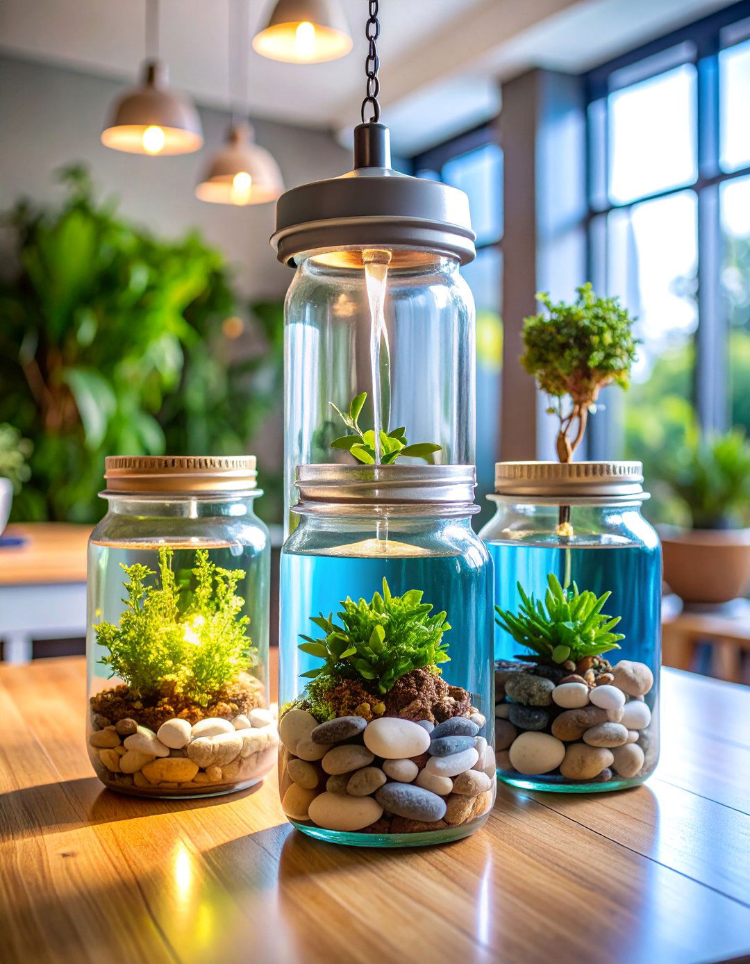Mason Jar Water Feature Centerpiece - 25 Mason Jar Centerpiece Ideas