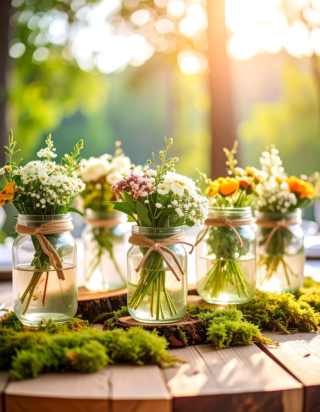 Mason Jar Wildflower Meadow Centerpiece - 25 Rustic Wedding Centerpieces