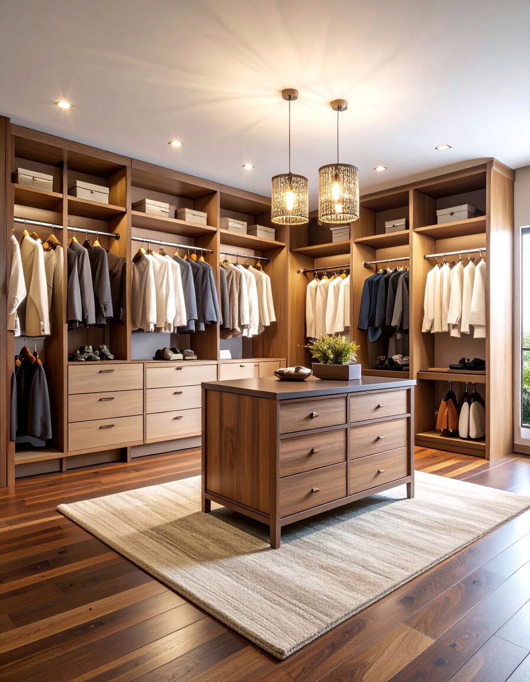 Master Closet with Custom Organization Systems - 25 Dark Walnut Floors for Rooms