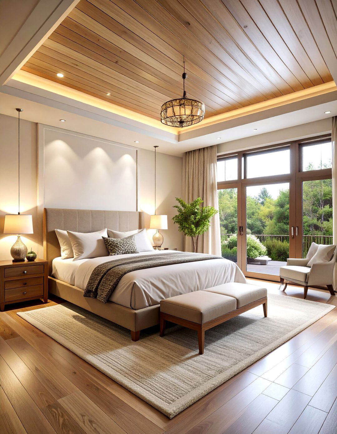 Master Suite Beadboard Ceiling with Ambient Lighting - 25 Beadboard Ceiling Design Ideas