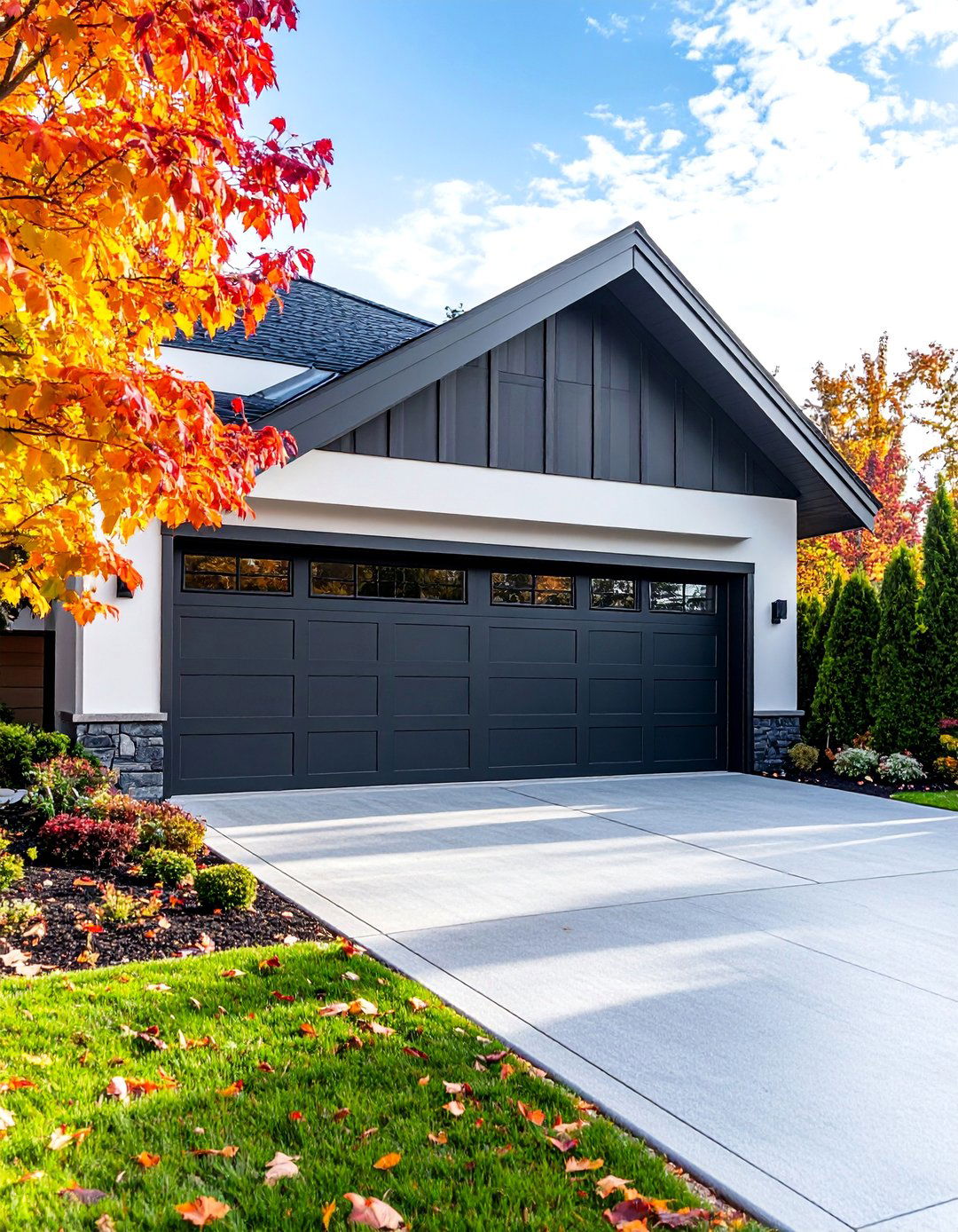 Matte Black Contemporary Design - 25 Garage Door Paint Ideas