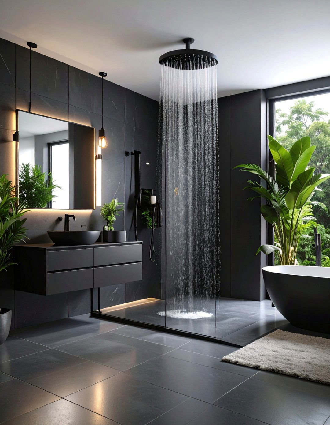Matte Black Fixture Package Shower - 25 Modern Shower Ideas