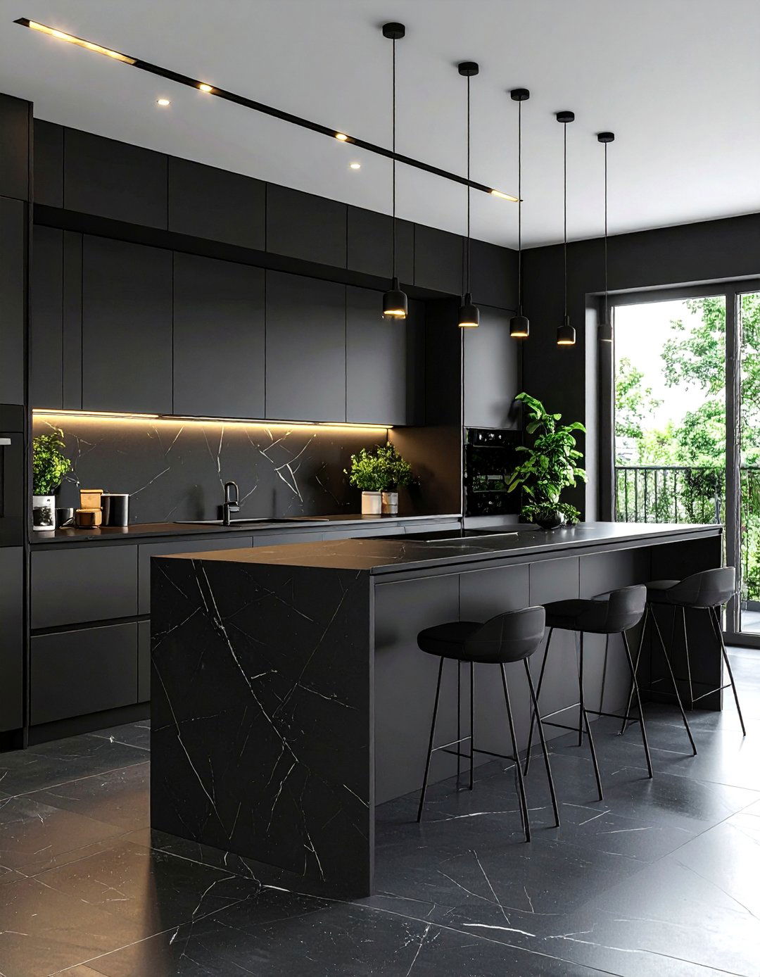 Matte Black Porcelain Slabs - 25 Black Kitchen Countertops