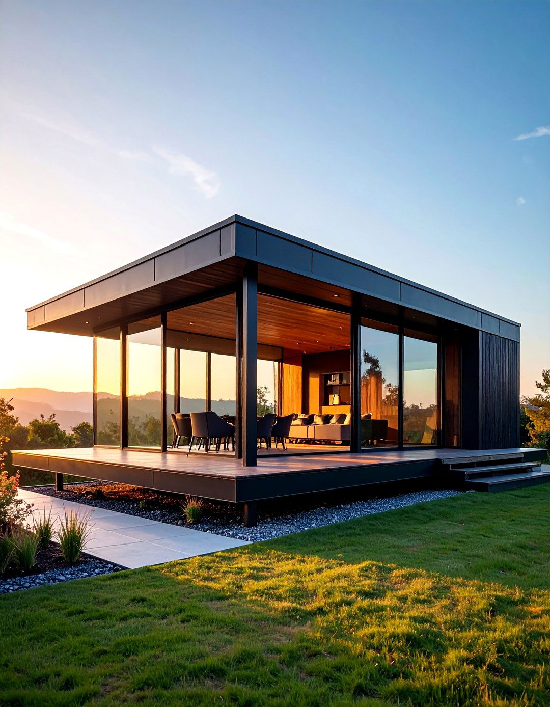 Matte Black Steel Frame Pavilion - 25 Modern Black Houses