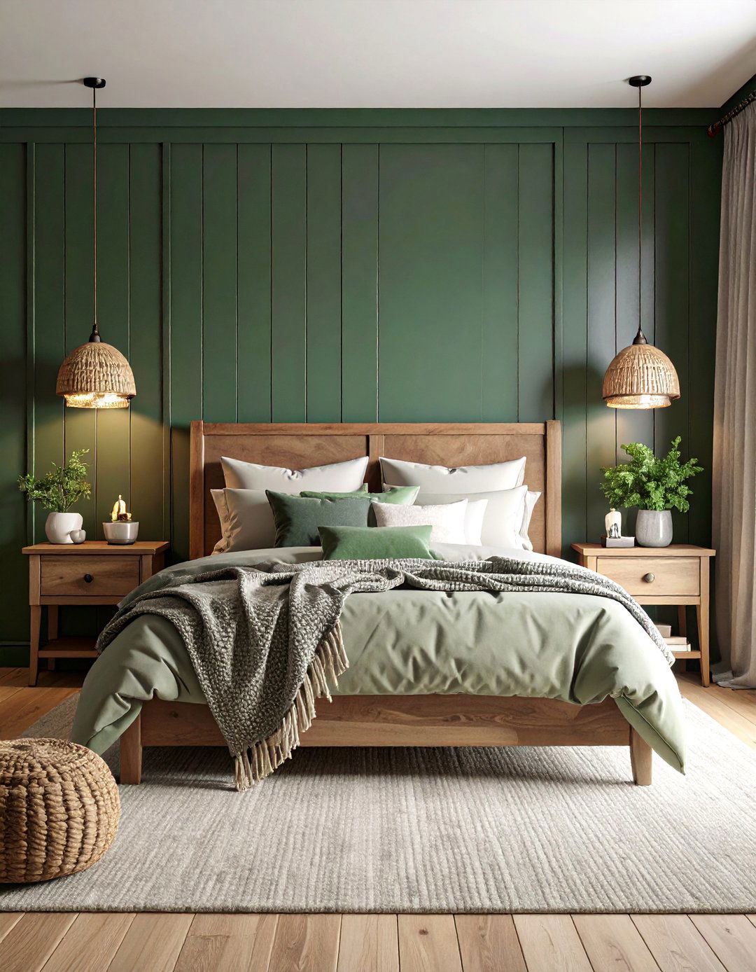 Matte Dark Green Farmhouse Style - 25 Dark Green Bedroom Ideas