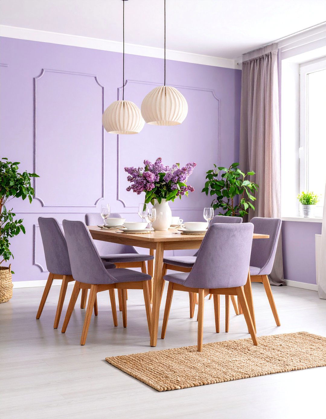 Mauve Scandinavian Simplicity - 25 Purple Dining Room Ideas