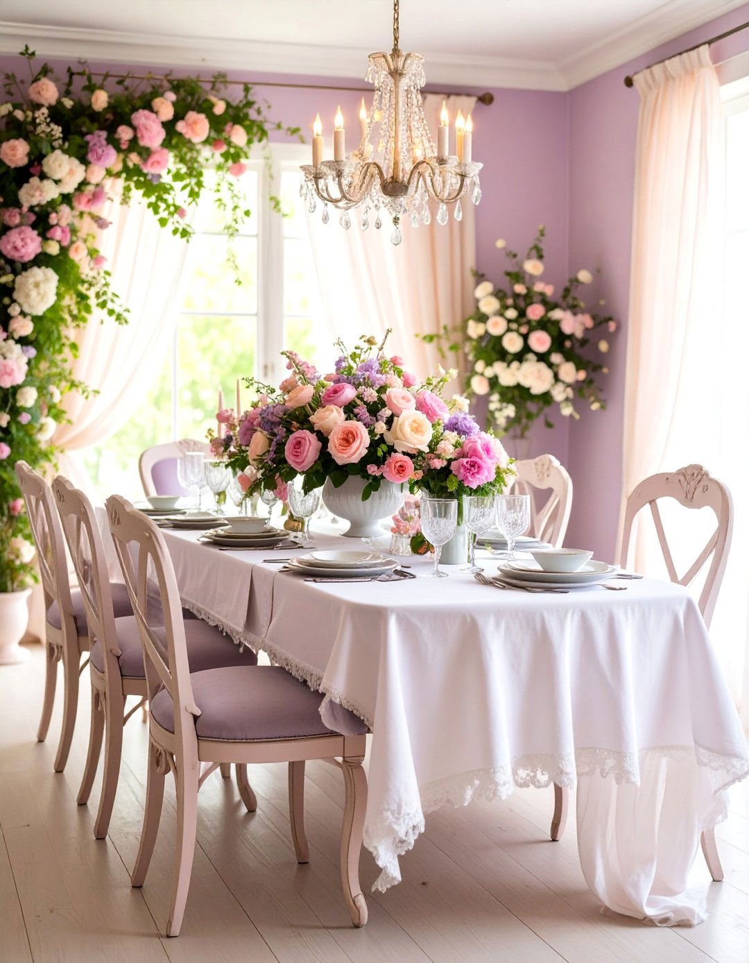Mauve Shabby Chic Romance - 25 Purple Dining Room Ideas