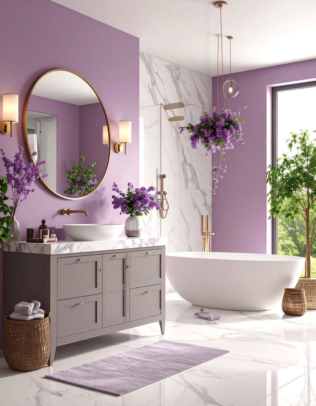 Mauve and Marble Elegance - 25 Purple Bathroom Ideas