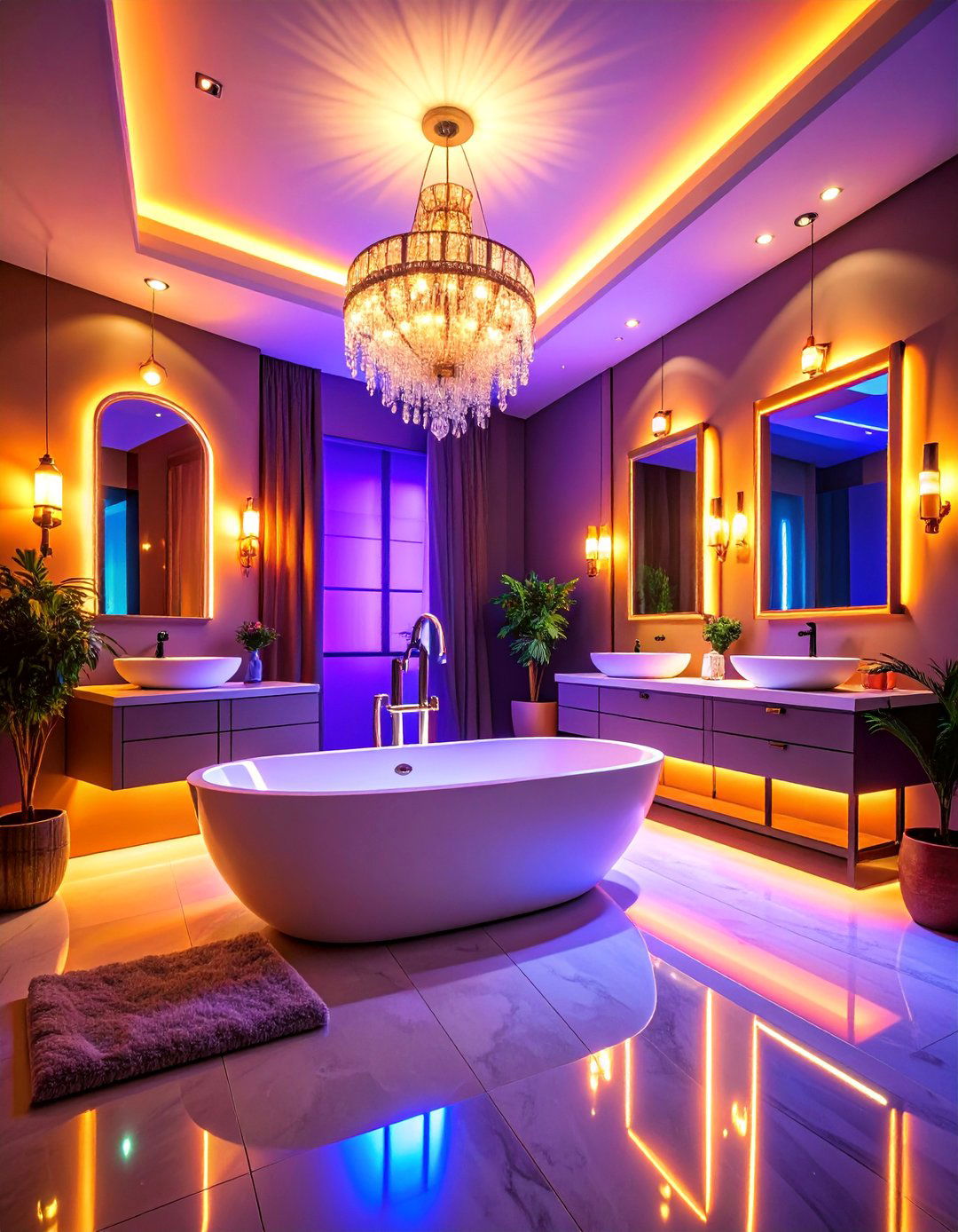 Maximalist Bathroom with Dramatic Lighting - 25 Maximalist Bathroom Design Ideas