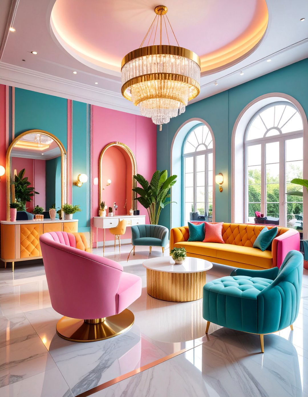 Maximalist Bold Colors Statement Salon - 25 Salon Interior Design Ideas