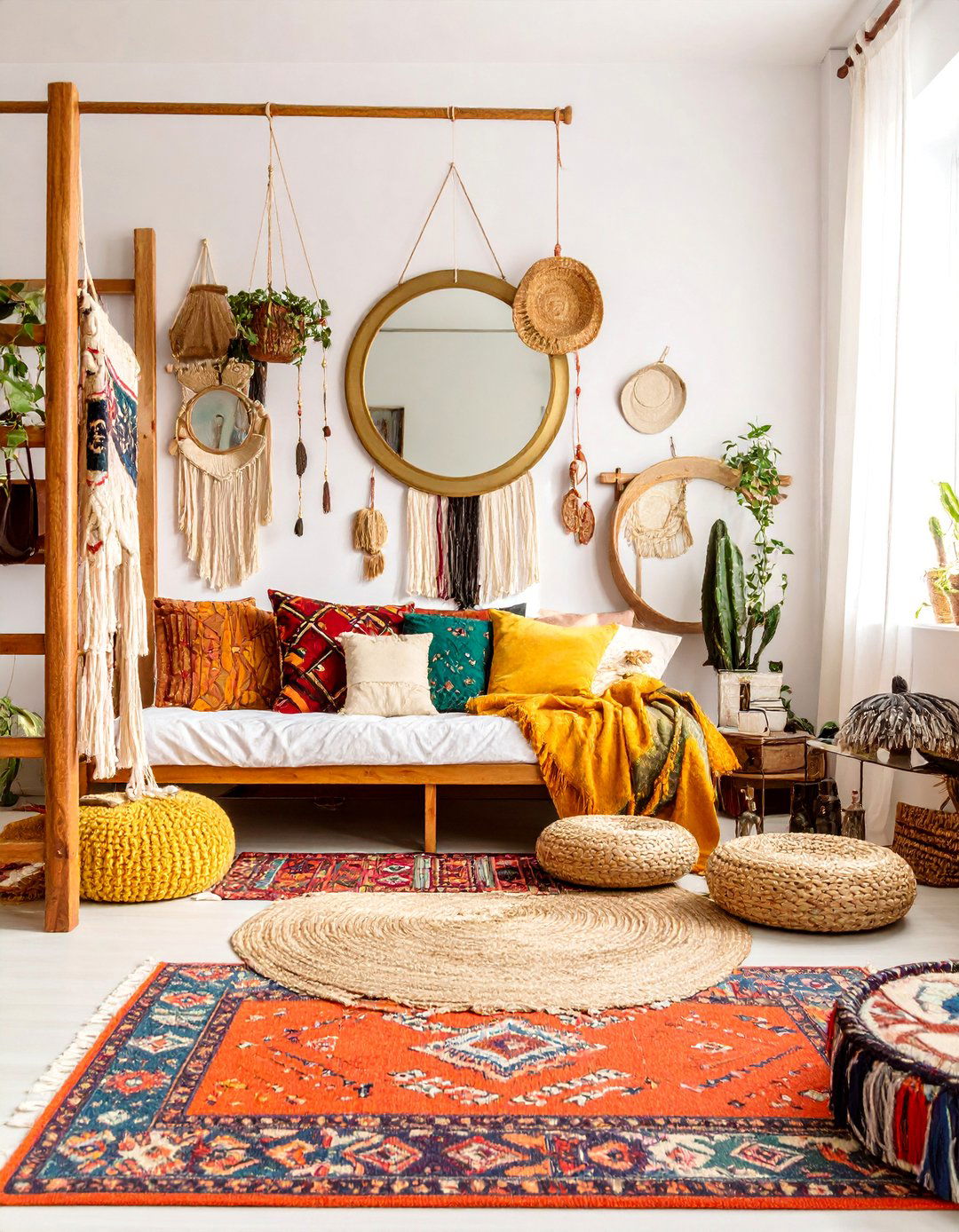 Maximalist Colorful Boho Dorm Room with Global Patterns - 25 Boho Dorm Room Ideas