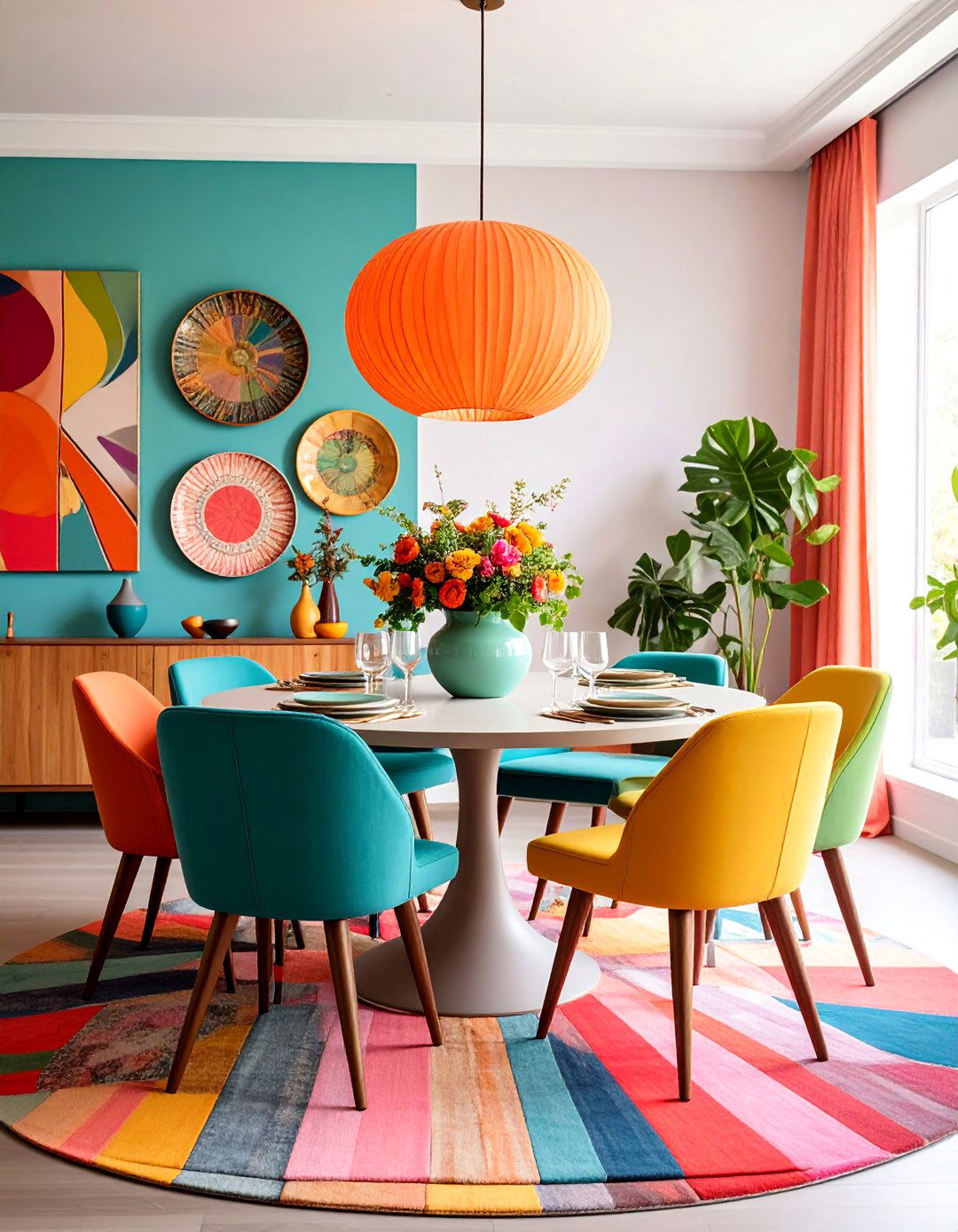 Maximalist Eclectic Dining Room with Bold Colors - 25 Eclectic Dining Room Ideas
