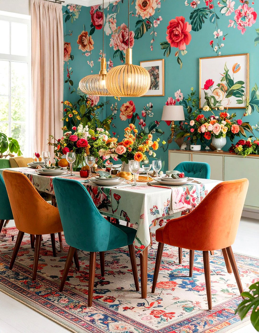 Maximalist Floral Dining Room - 25 Spring Decor Ideas