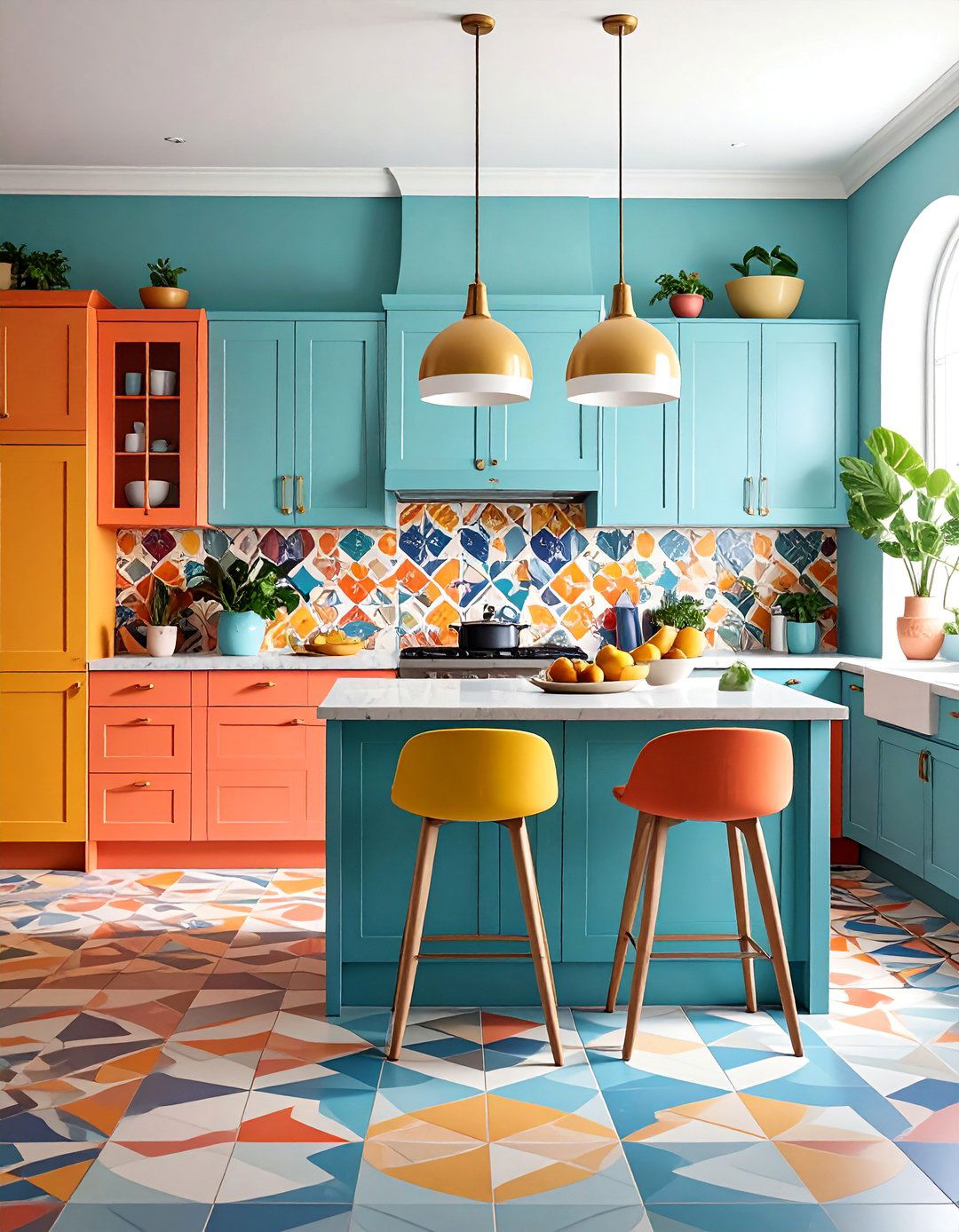 Maximalist Kitchen Energy with Mixed Pattern Wallpaper - 25 Kitchen Wallpaper Ideas