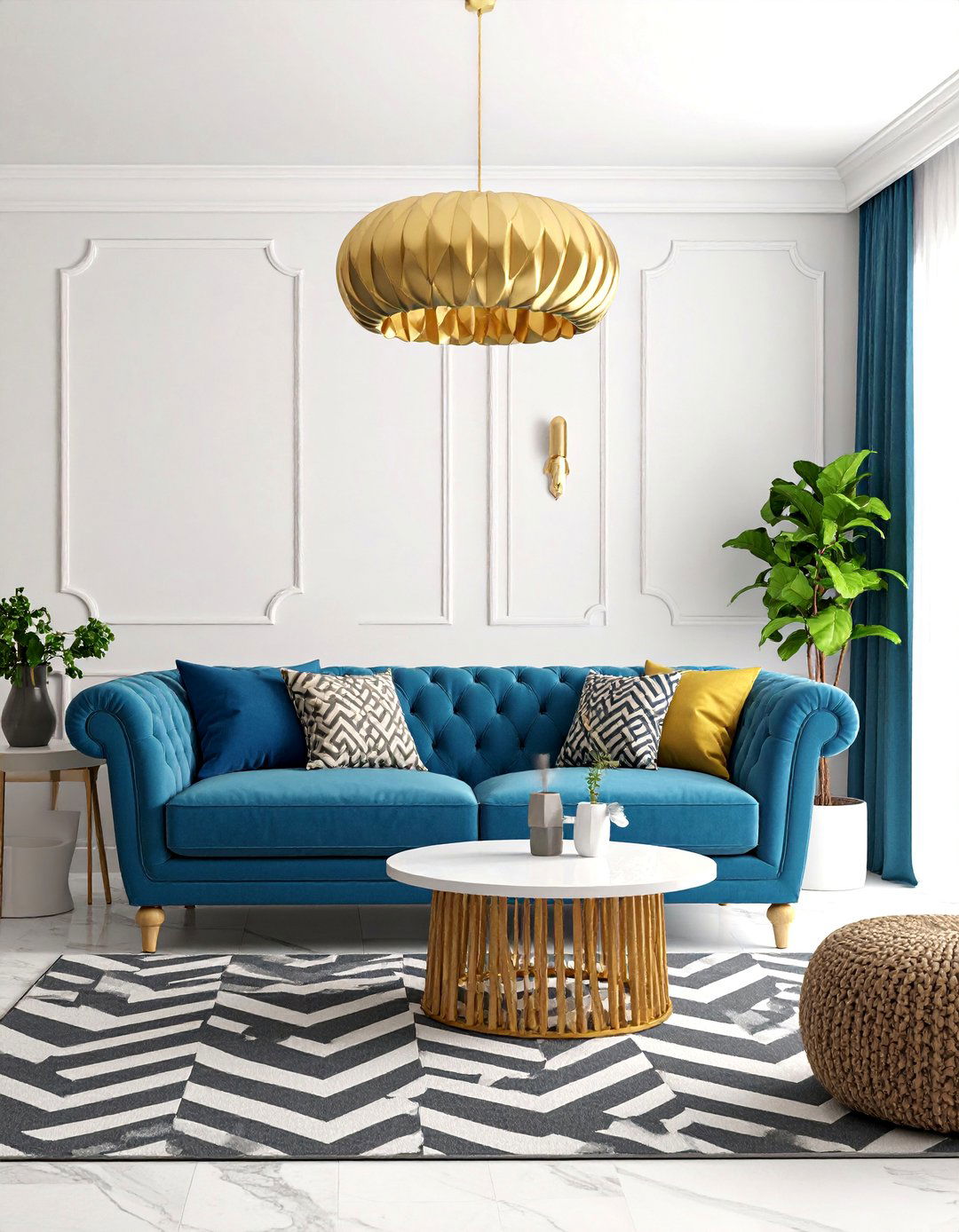 Maximalist Living Room with Bold Geometric Patterns - 25 Maximalist Living Room Design Ideas