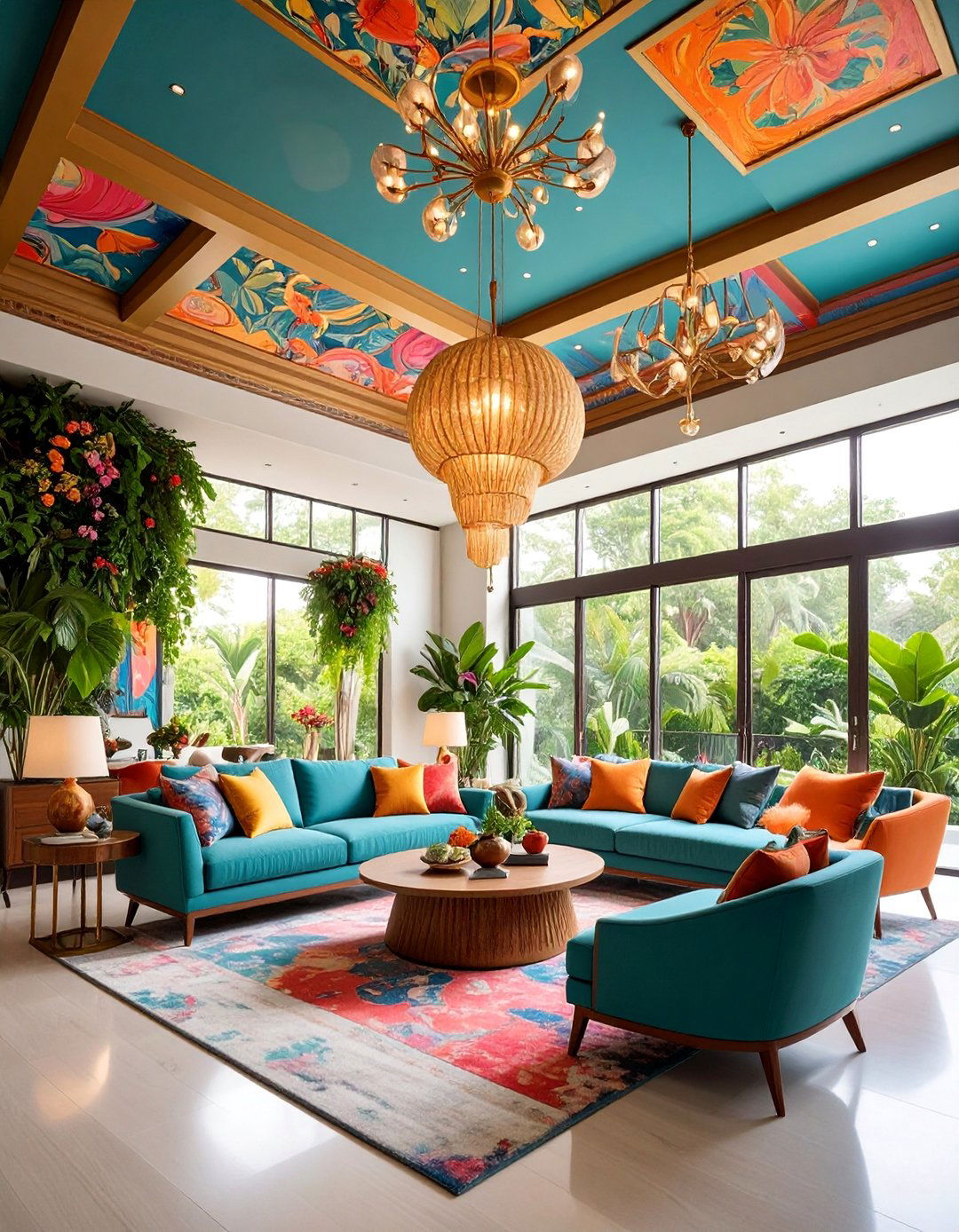 Maximalist Living Room with Ceiling Design Features - 25 Maximalist Living Room Design Ideas