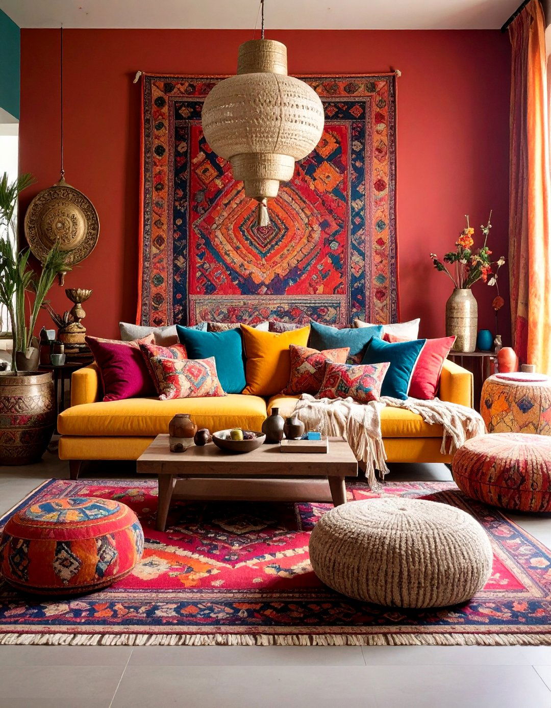 Maximalist Living Room with Layered Textures and Patterns - 25 Cozy Living Room Ideas
