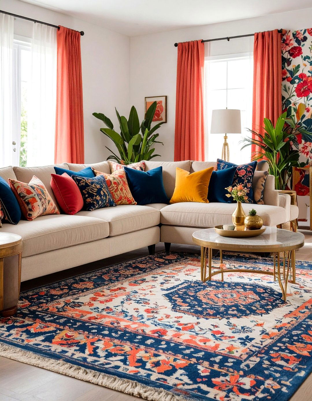Maximalist Pattern Mixed Living Room - 25 Colorful Living Room Ideas