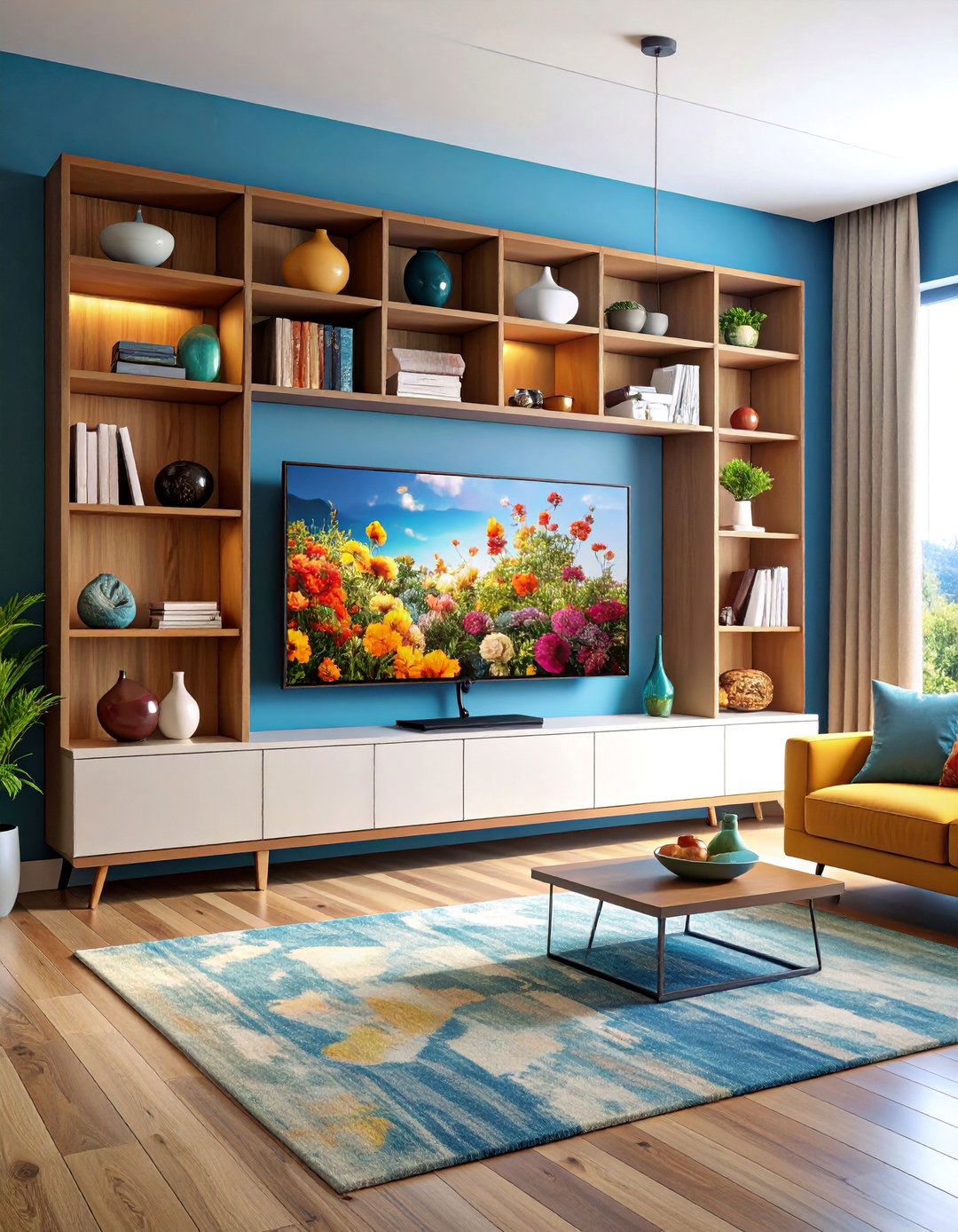 Maximalist TV Display with Curated Collections - 25 Small Living Room Ideas With Tv