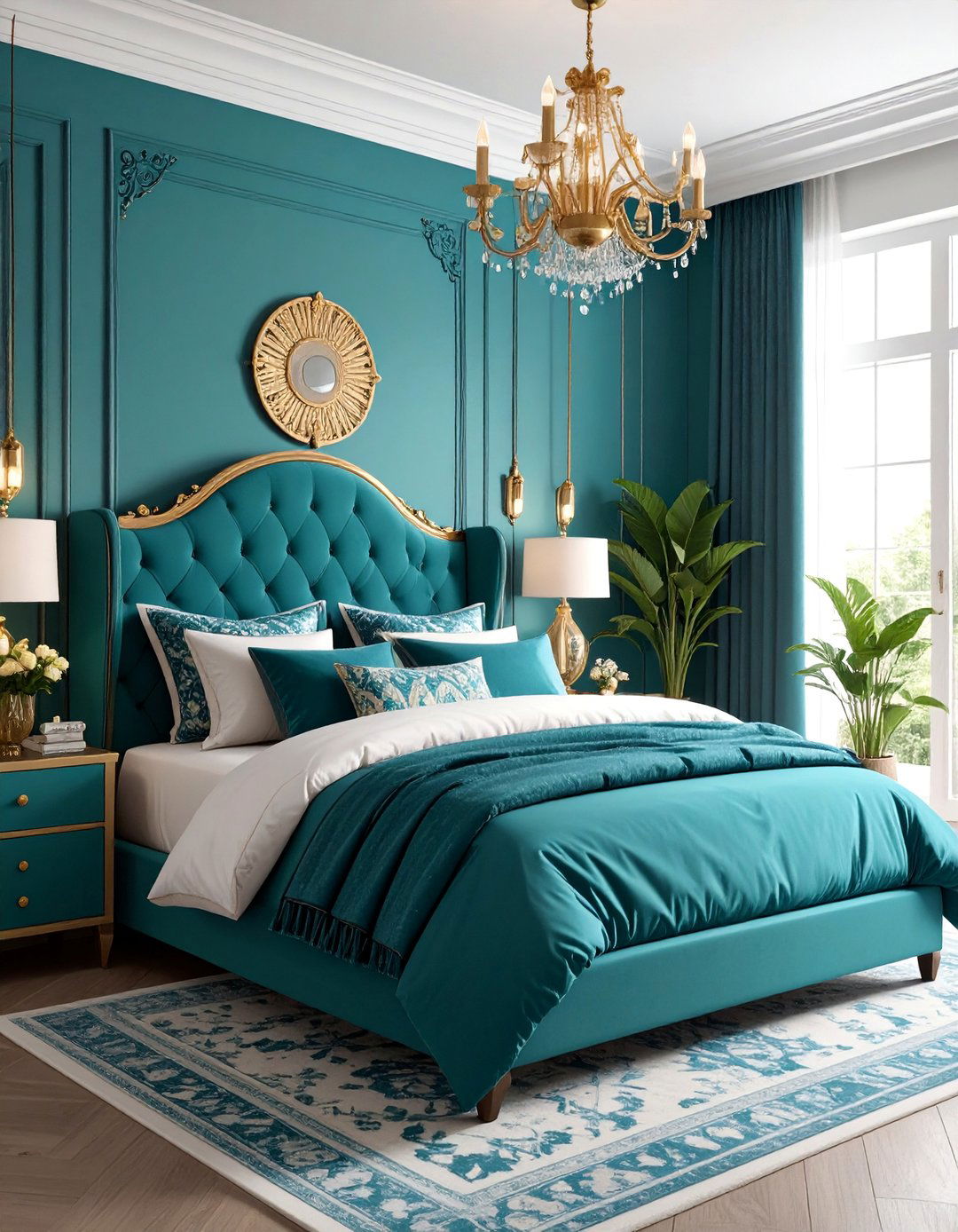 Maximalist Teal Bedroom with Bold Patterns - 25 Teal Bedroom Ideas