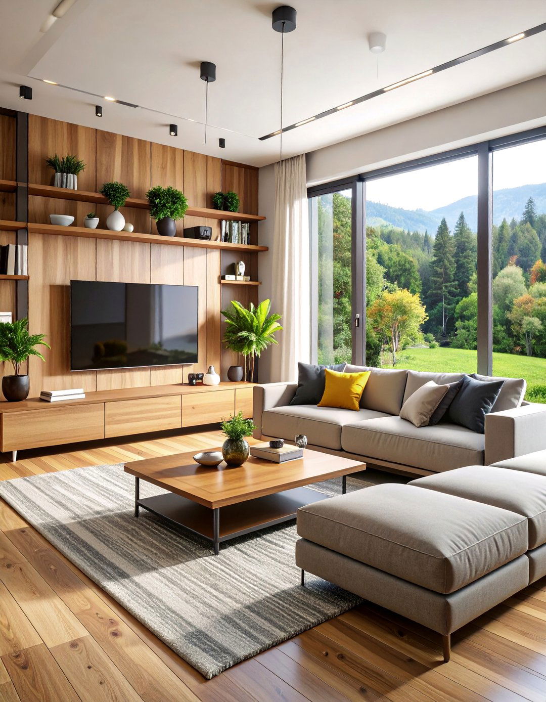 Media Focused Living Room with Built In Entertainment Center - 25 Pottery Barn Living Room Ideas