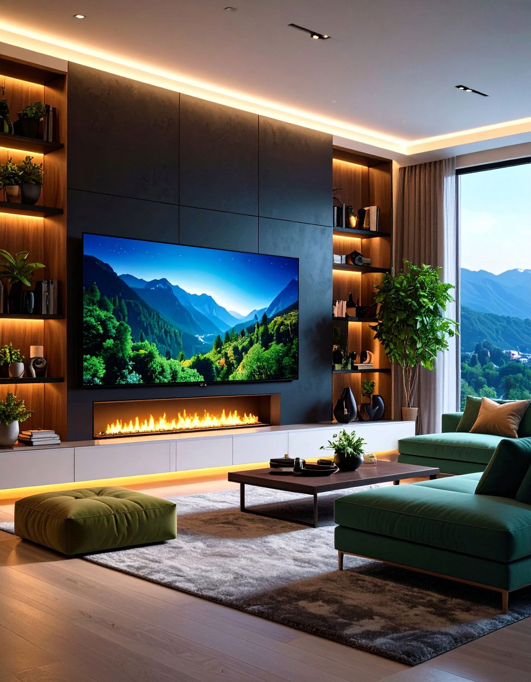 Media Wall Ambient Backlighting - 25 Fireplace Lighting Ideas