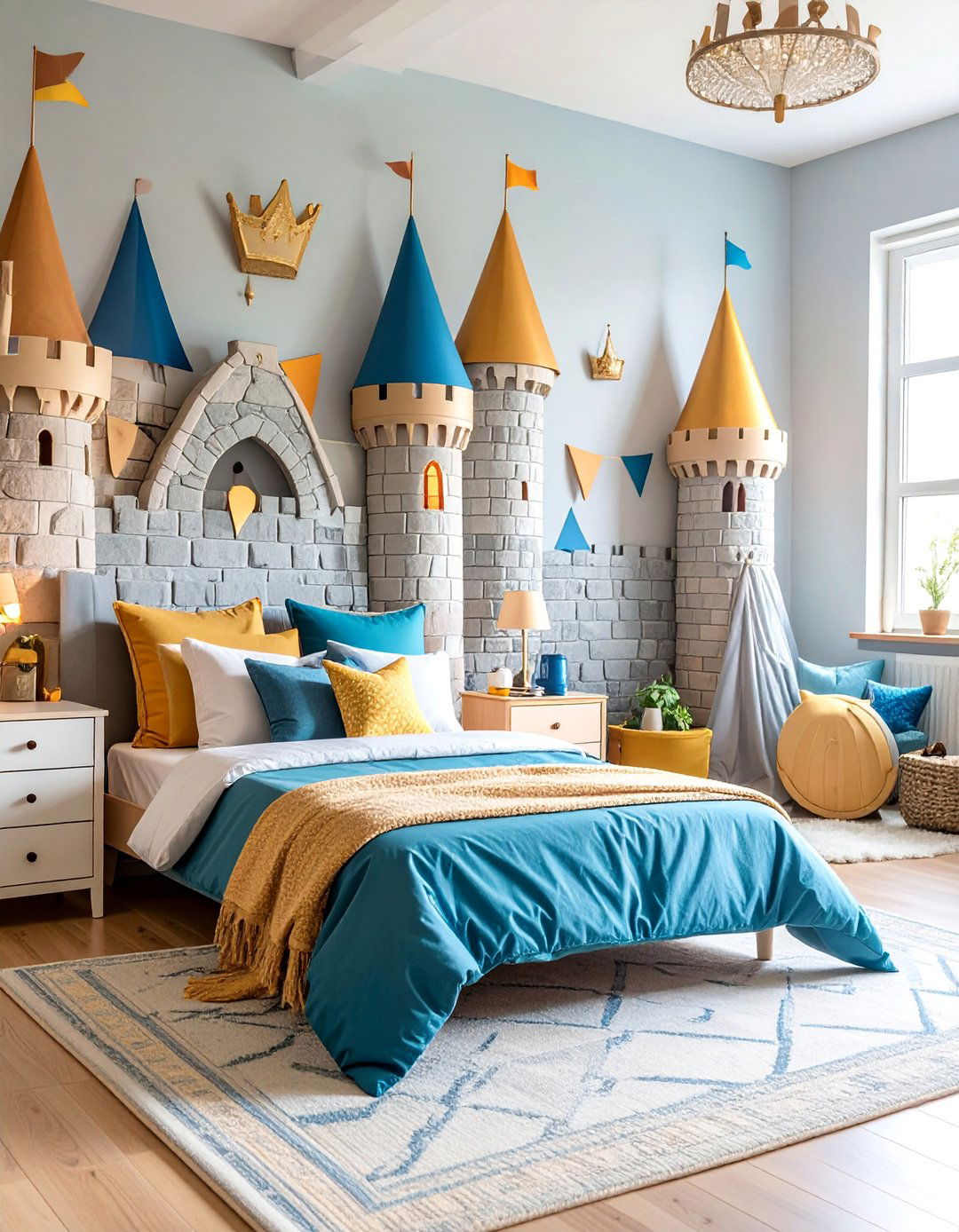 Medieval Castle with Knight Adventure Elements - 25 Toddler Room Ideas