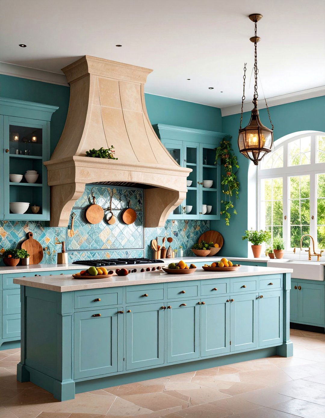 Medieval European Style Range Hood with Stone Details - 25 Range Hood Ideas