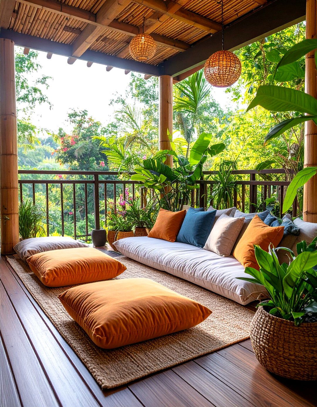 Meditation Balcony with Zen Elements and Privacy - 25 Large Balcony Ideas