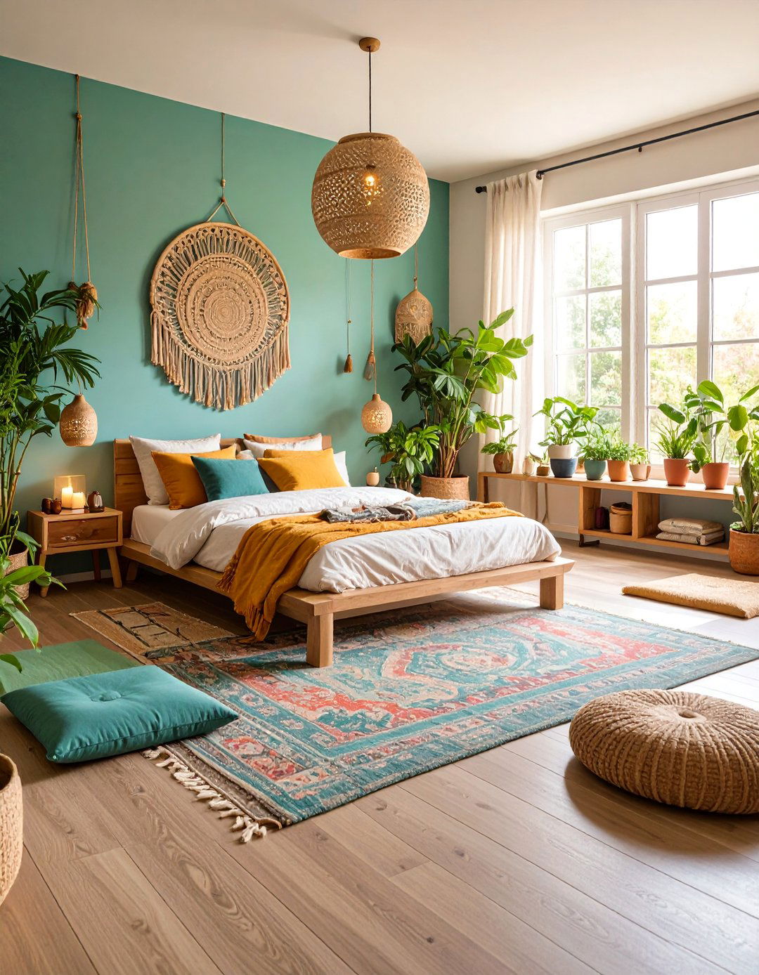 Meditation Bedroom with Floor Cushions and Natural Elements - 25 Relaxing Bedroom Ideas