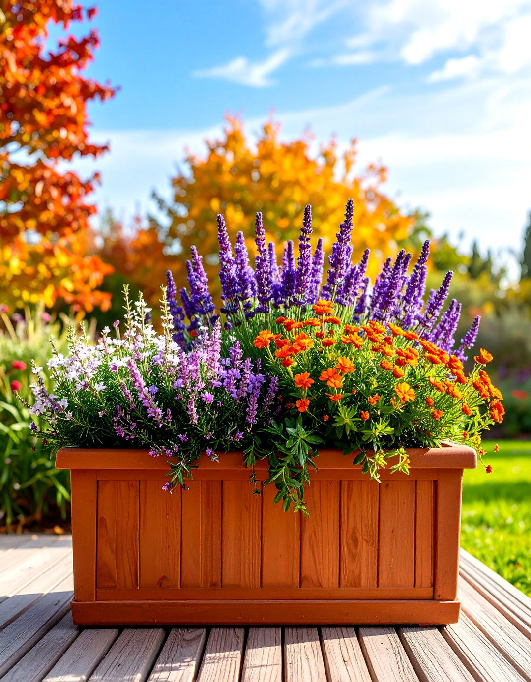 Mediterranean Autumn Fall Flower Box with Drought Tolerant Herbs - 25 Fall Flower Box Ideas