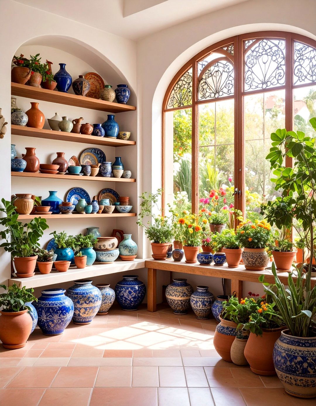 Mediterranean Bay Window Tile Display - 25 Bay Window Ideas