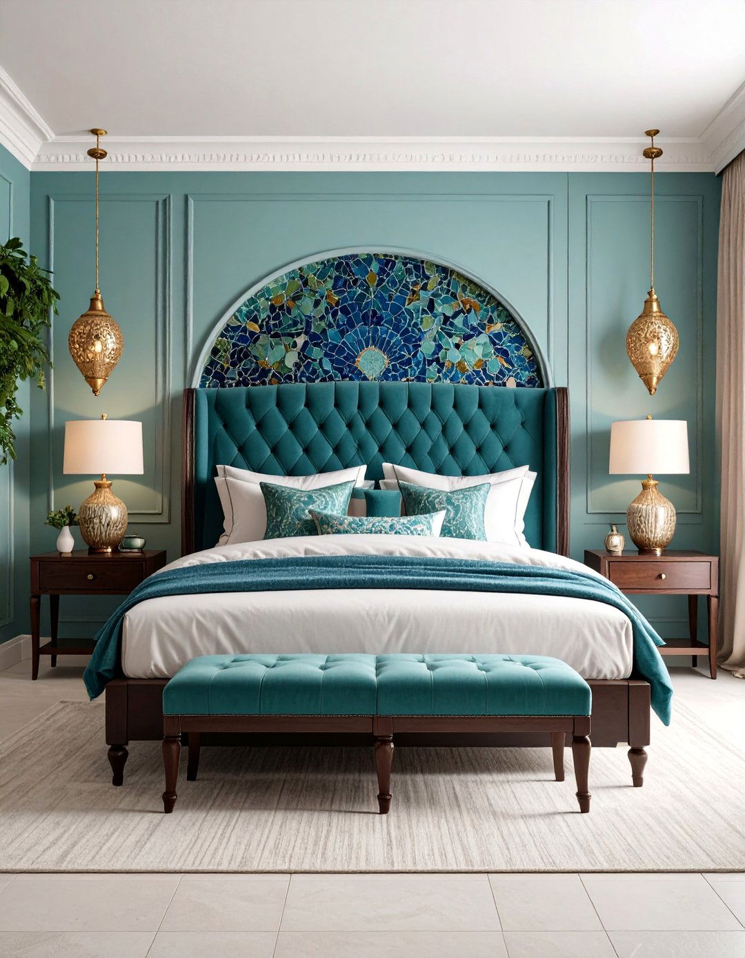 Mediterranean Bedroom with Mosaic Tile Features and Rich Textures - 25 Mediterranean Bedroom Ideas