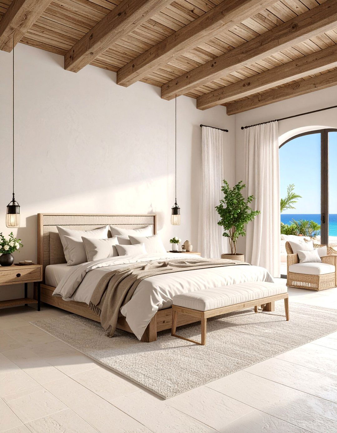 Mediterranean Bedroom with Natural Textures - 25 Black and Beige Bedroom Design Ideas