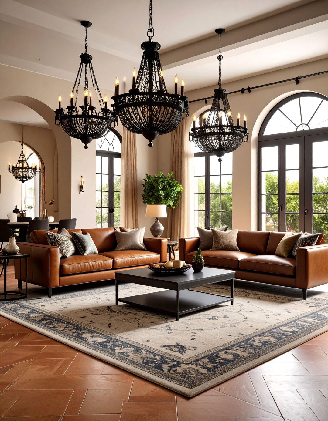 Mediterranean Black and Brown Living Room - 25 Black and Brown Living Room Ideas